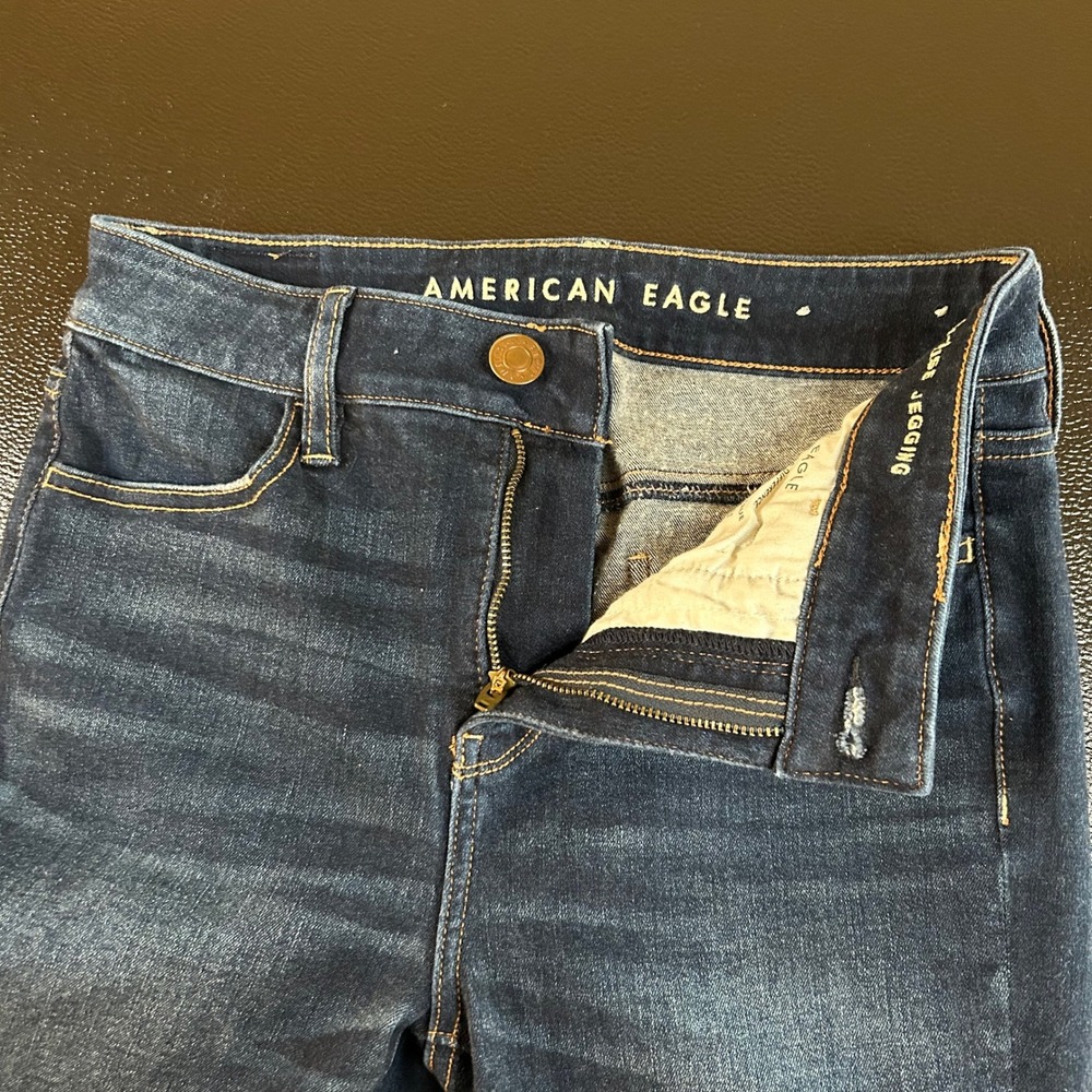 American Eagle Jeggings Jeans Hi-Rise Dark Wash Stretch Denim Womens 4 27x28"‎